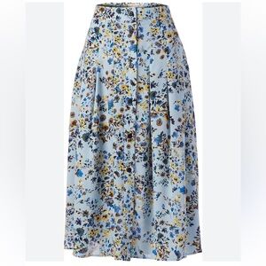 EUC Nanette Lepore Floral Blue Midi Skirt